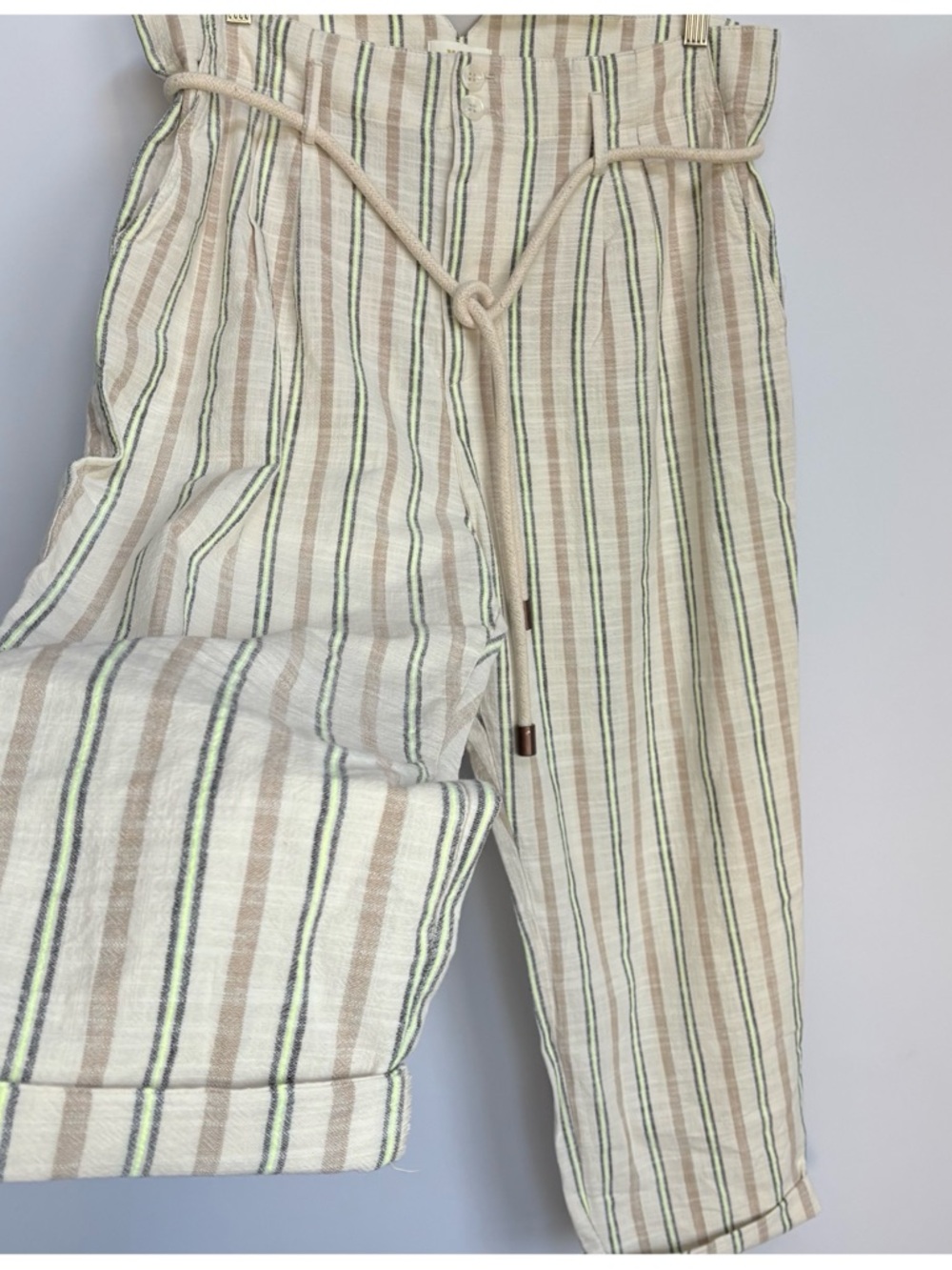 NWT! Anthropologie Linen  Maeve Sutton Tapered  SeaShore  Beach Pants, sz 14
